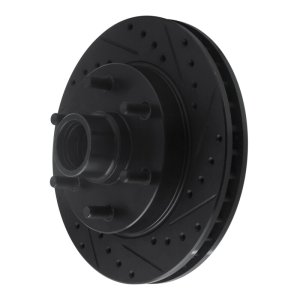 Chevrolet C2500 Brake Rotor (1) - Front Right - R1 Concepts - Drilled & Slotted - Black - `94-`02